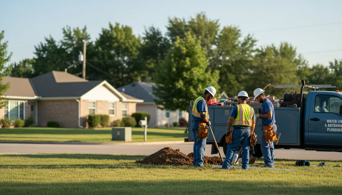 Residential water line and bathroom plumbing service in Chattanooga, OK